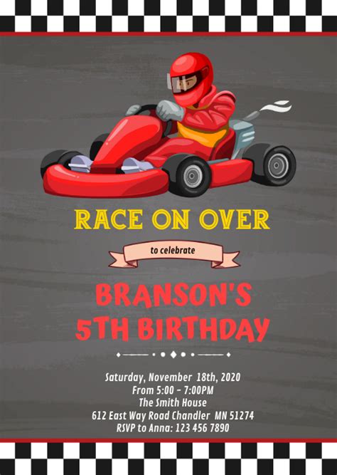 Go-kart invitation template 9