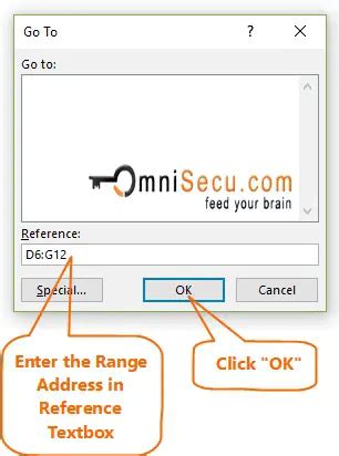 Description of Go to Range Dialog in Google Sheets