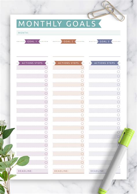 Goal-oriented daily schedule template