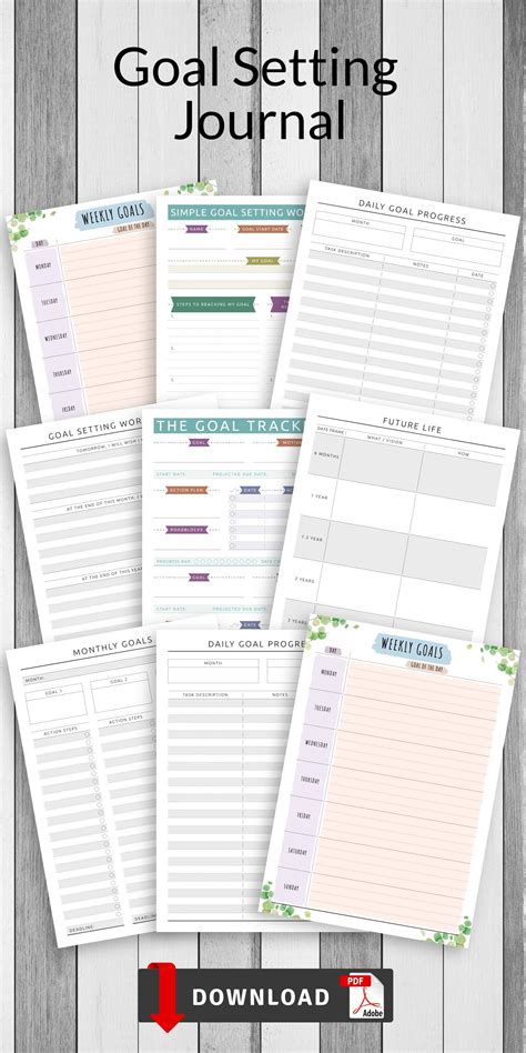 Goal setting diary template for Goodnotes