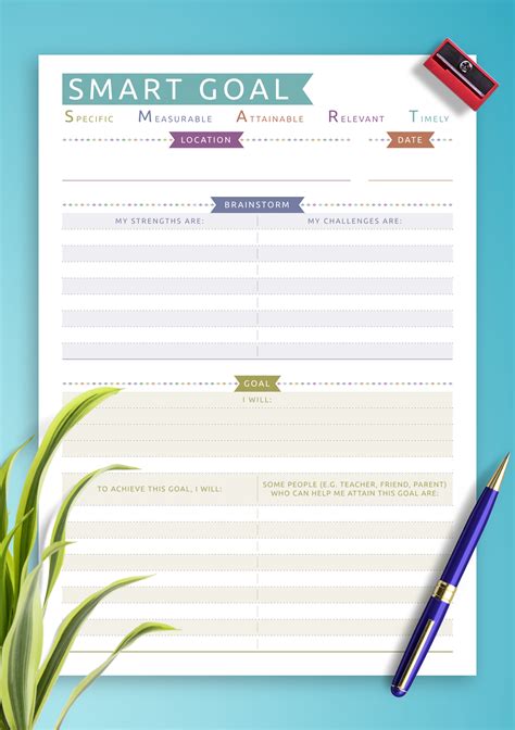 Goal setting template for Goodnotes