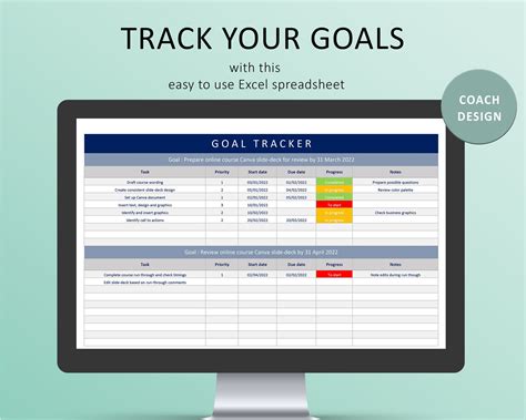 Goal Tracking Template Excel