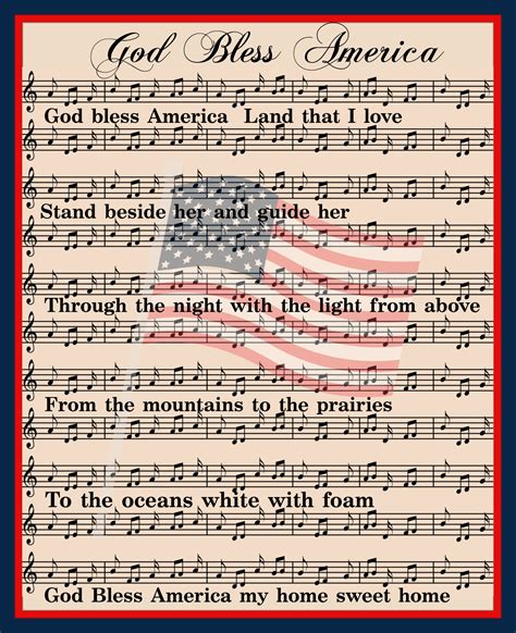 God Bless America Lyrics Print