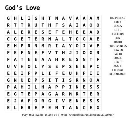 God's love word search