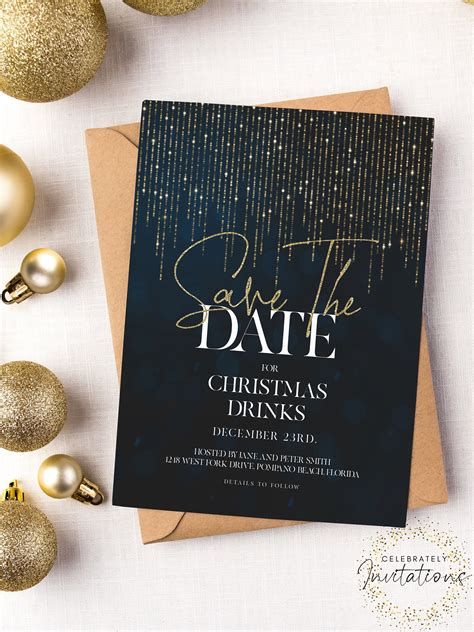 Gold and silver Christmas party save the date