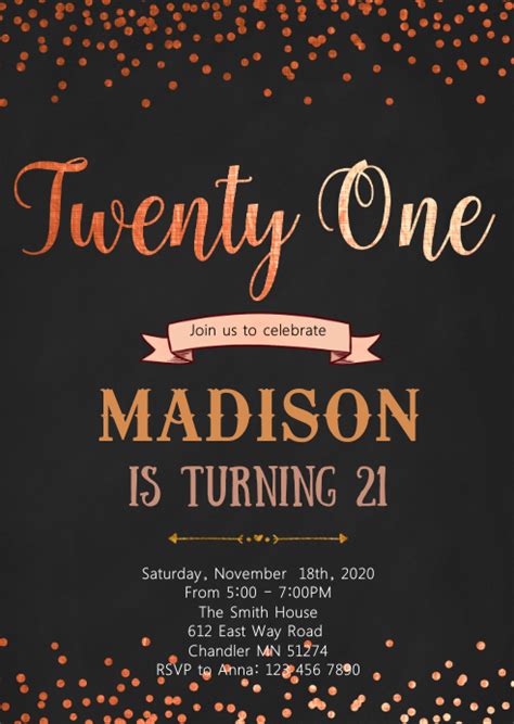 Gold Foil 21st Birthday Invitation Template