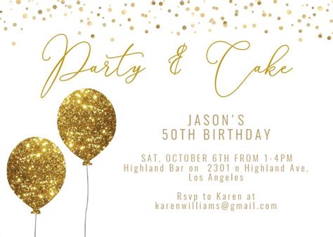 Gold Glitter Birthday Invitation