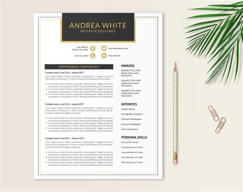 Gold Pattern Black and Gold Resume Template