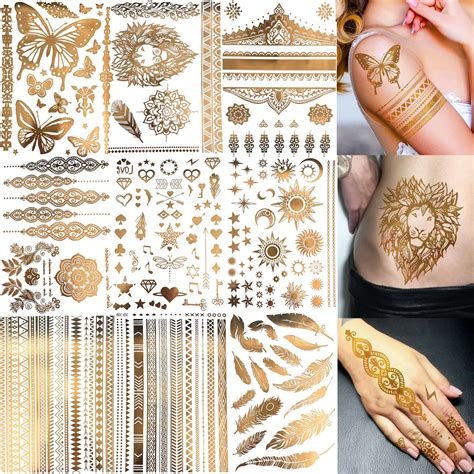 Gold Temporary Tattoos for Beauty