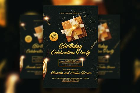 Golden birthday flyer template