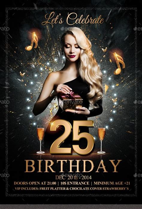 Golden birthday flyer template