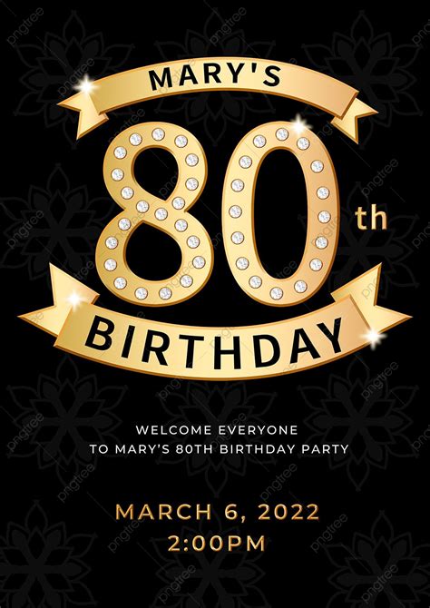 Golden Years 80th Birthday Invitation Template