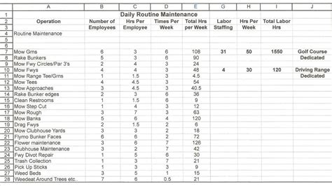 Golf Course Scheduling Template