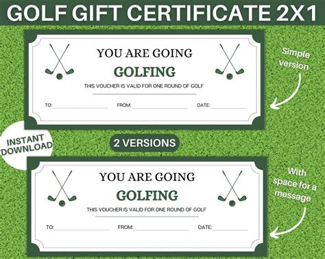 Golf gift certificate design elements