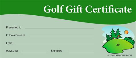 Golf gift certificate template ideas