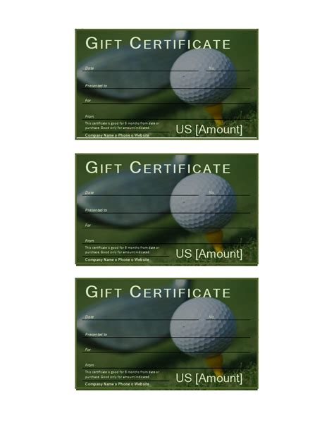 Benefits of using printable golf gift certificate templates