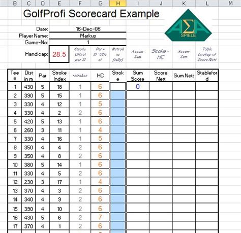 Golf League Scorekeeping Template