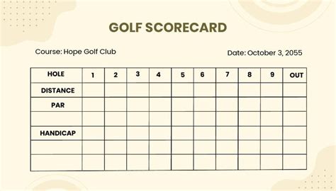 Golf Score Template Examples