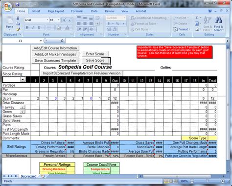 Golf Scorecard Template Excel Templates Free