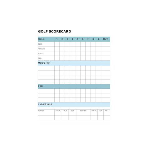 Golf Scorecard Template 7