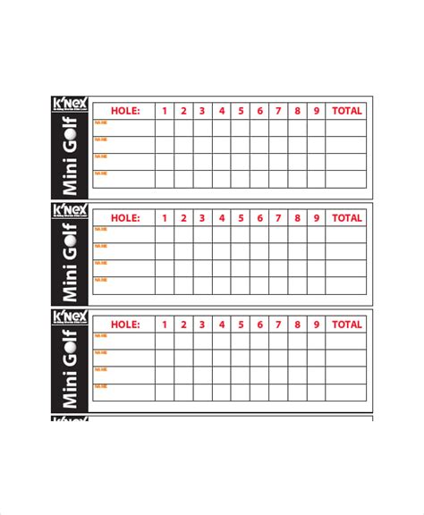 Golf Scorecard Template PDF