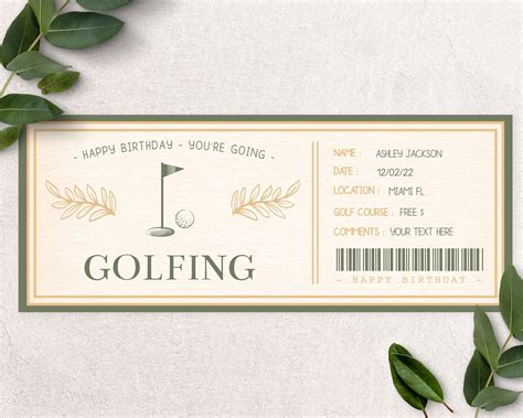 Golf ticket template