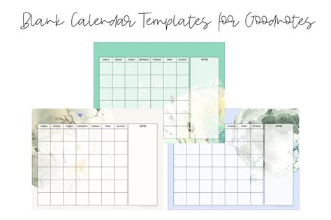 Goodnotes Monthly Calendar Templates