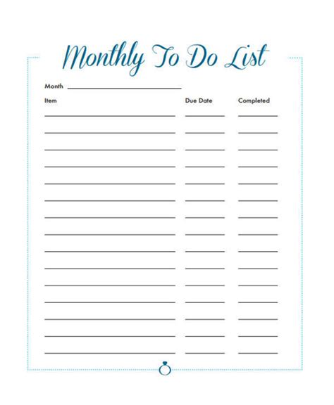 Goodnotes monthly to do list template