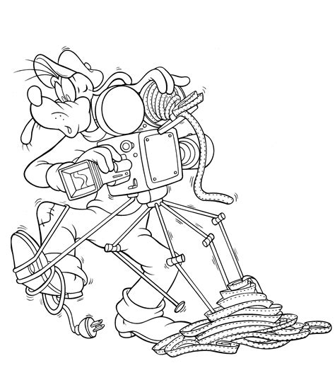 Goofy's art studio coloring page