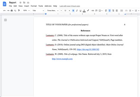 Google Doc APA Format Template