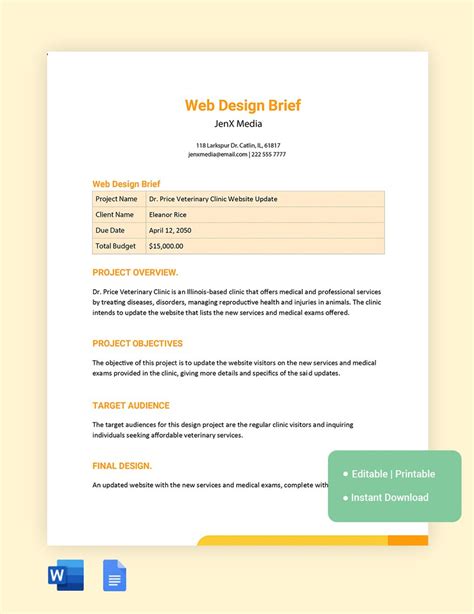 Google Doc Brief Template