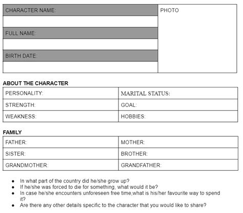 Google Docs Character Sheet Templates