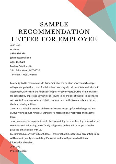 Google Docs Letter of Recommendation Template