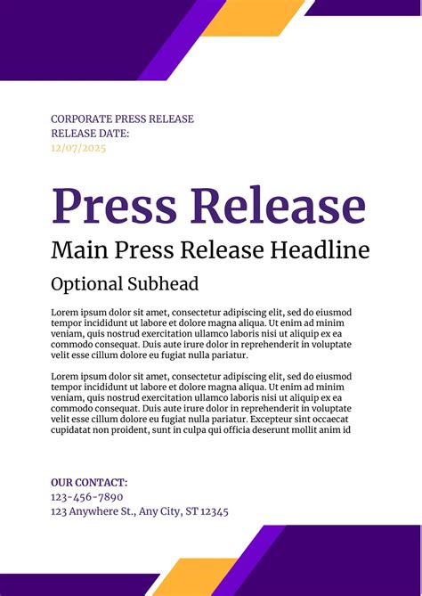 Google Docs Press Release Template