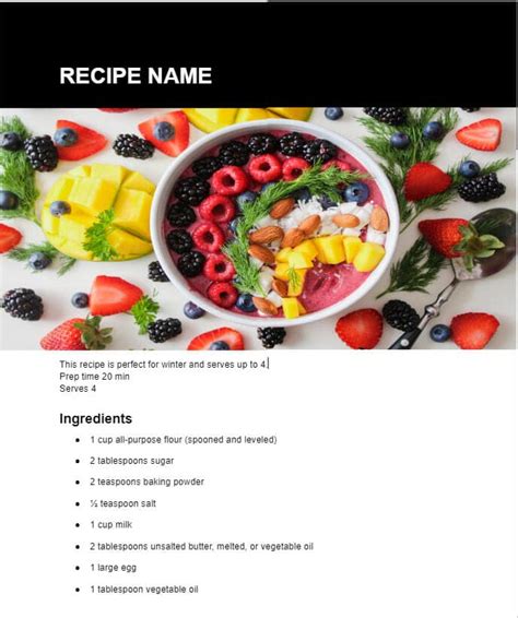 Google Docs Recipe Template Gallery