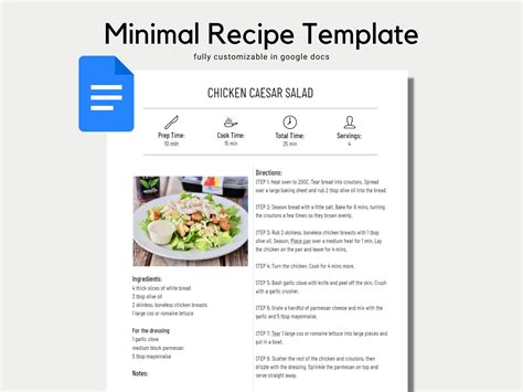 Google Docs Recipe Templates