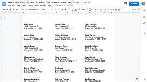 Google Docs shipping label template examples