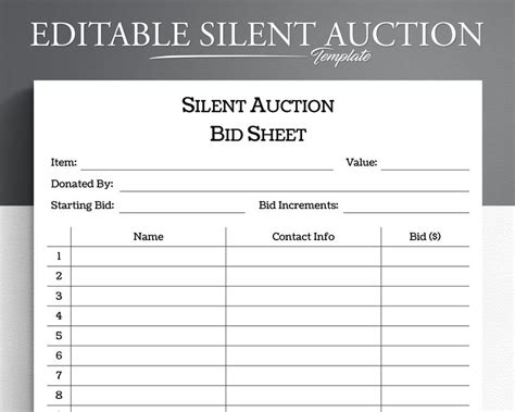 Google Docs Silent Auction Template Free Download