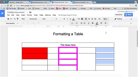 Google Docs Tables