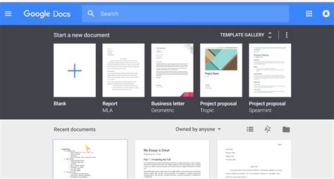 Google Docs template gallery