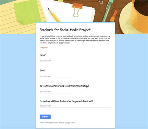 Google Form template 1