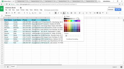 Google Sheets Address Book Template