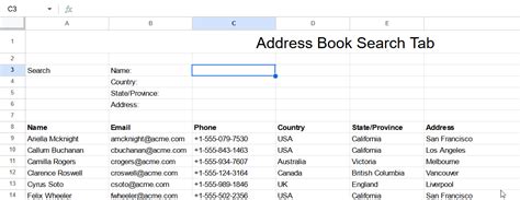 Google Sheets Address Book Template 1