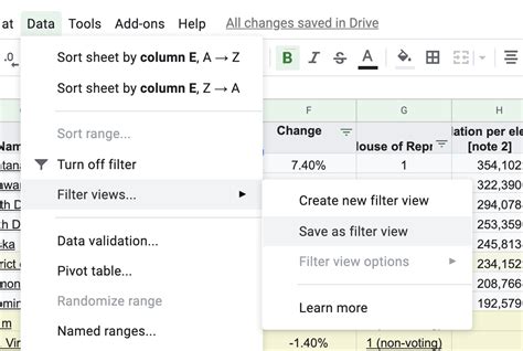 Google Sheets Advanced Filtering