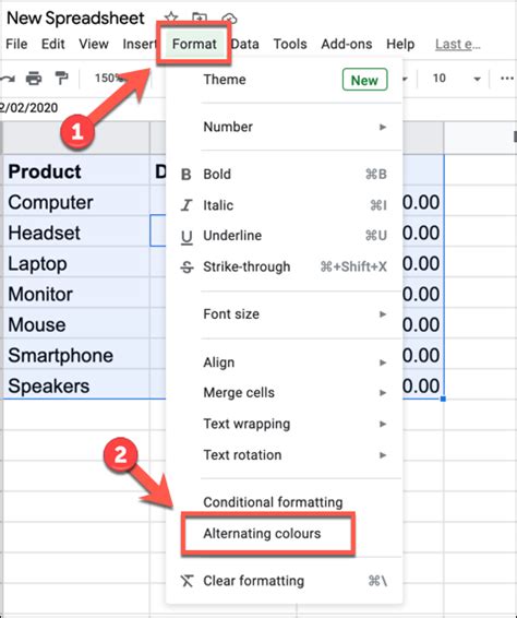 Alternating Row Formatting in Google Sheets