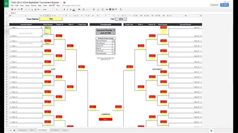 A Google Sheets NCAA tournament bracket template