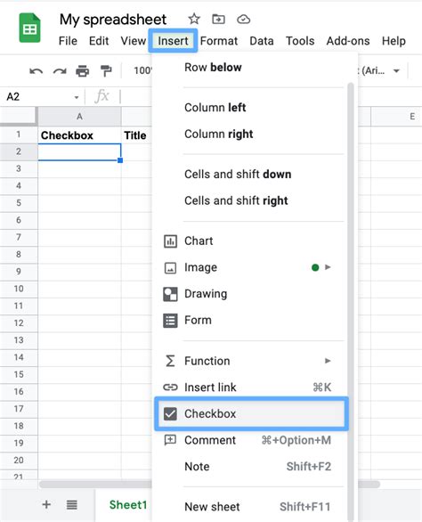 Google Sheets Checkbox Example 1