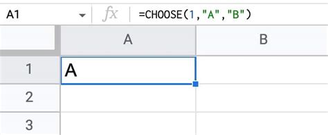 Google Sheets CHOOSE function