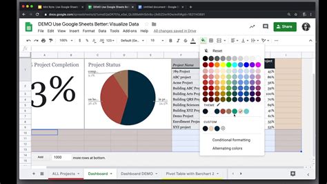 Google Sheets Colored Cells Dashboard Example