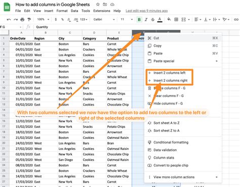 Google Sheets Column Combination Example